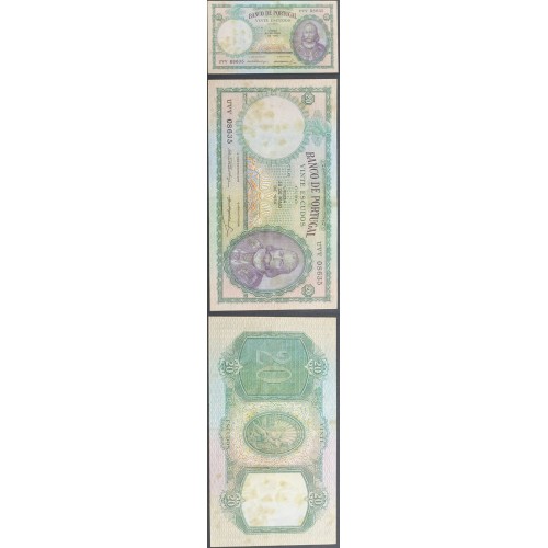 NOTA 20 ESCUDOS 1954 (CIRCULADA C/ MARCAS HUMIDADE) "20$00 1954 Ch.6 D.ANTONIO LUIZ DE MENEZES - BANCO DE PORTUGAL (25/05/1954)