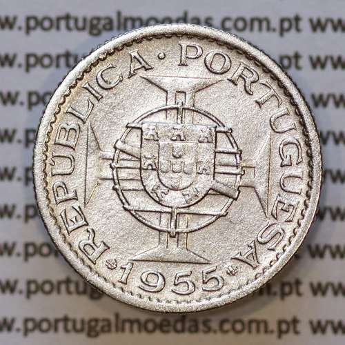 Moeda 2$50 Cupro-níquel 1955 Moçambique, "dois escudos e cinquenta centavos 1955 " (MBC+) - World Coins Mozambique KM 78