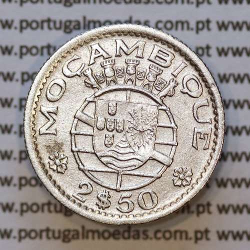 Moeda 2$50 Cupro-níquel 1955 Moçambique, "dois escudos e cinquenta centavos 1955 " (MBC+) - World Coins Mozambique KM 78