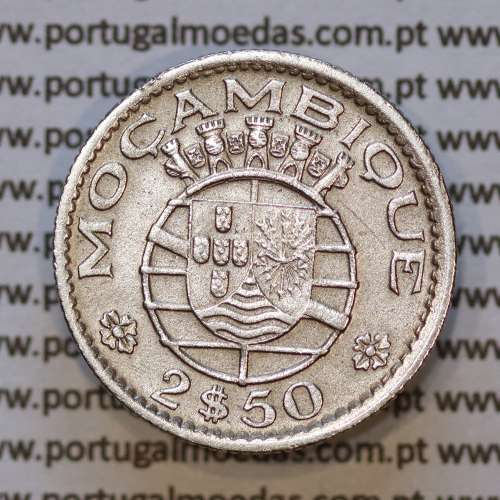 Moeda 2$50 Cupro-níquel 1955 Moçambique, "dois escudos e cinquenta centavos 1955 " (MBC+) - World Coins Mozambique KM 78
