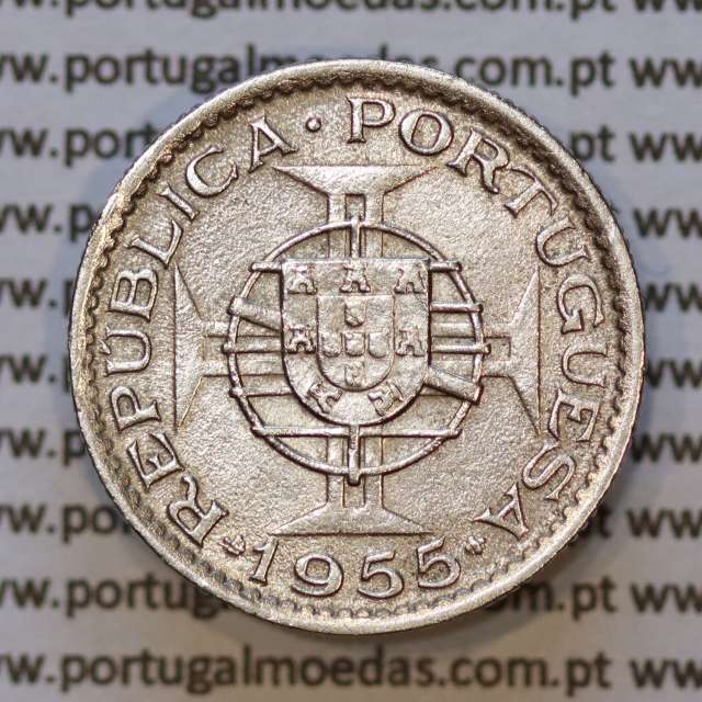 Moeda 2$50 Cupro-níquel 1955 Moçambique, "dois escudos e cinquenta centavos 1955 " (MBC+) - World Coins Mozambique KM 78
