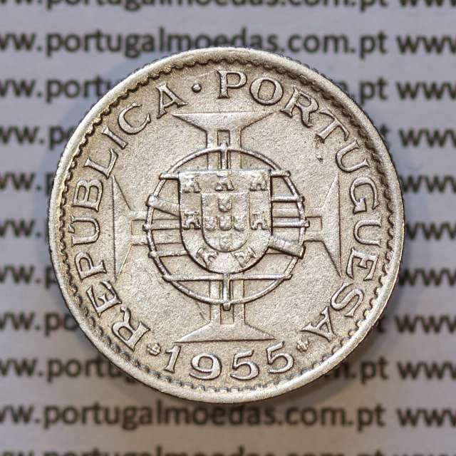 Moeda 2$50 Cupro-níquel 1955 Moçambique, "dois escudos e cinquenta centavos 1955 " (MBC) - World Coins Mozambique KM 78
