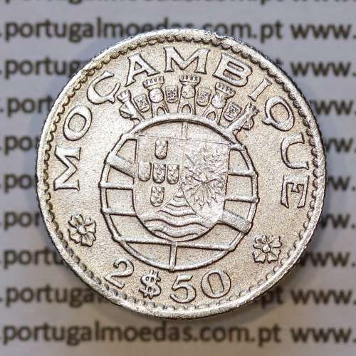 Moeda 2$50 Cupro-níquel 1955 Moçambique, "dois escudos e cinquenta centavos 1955 " (MBC+) - World Coins Mozambique KM 78
