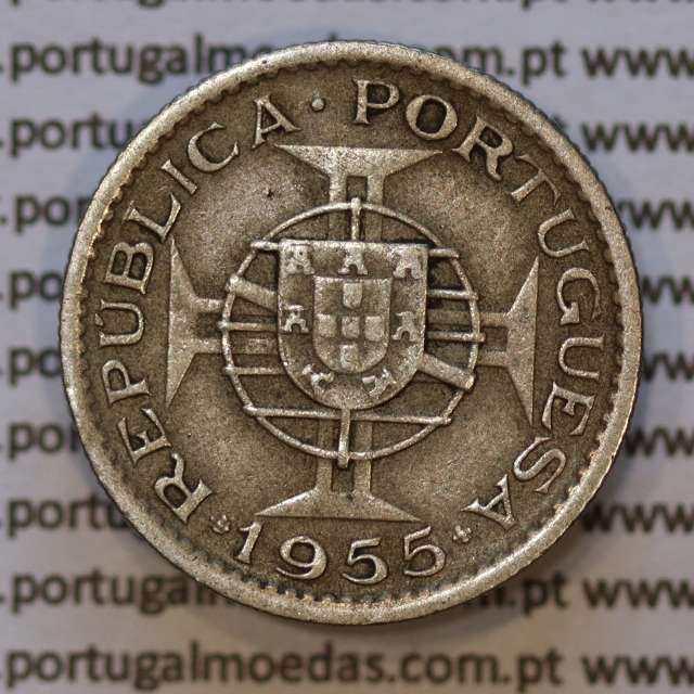 Moeda 2$50 Cupro-níquel 1955 Moçambique, "dois escudos e cinquenta centavos 1955 " (MBC) - World Coins Mozambique KM 78