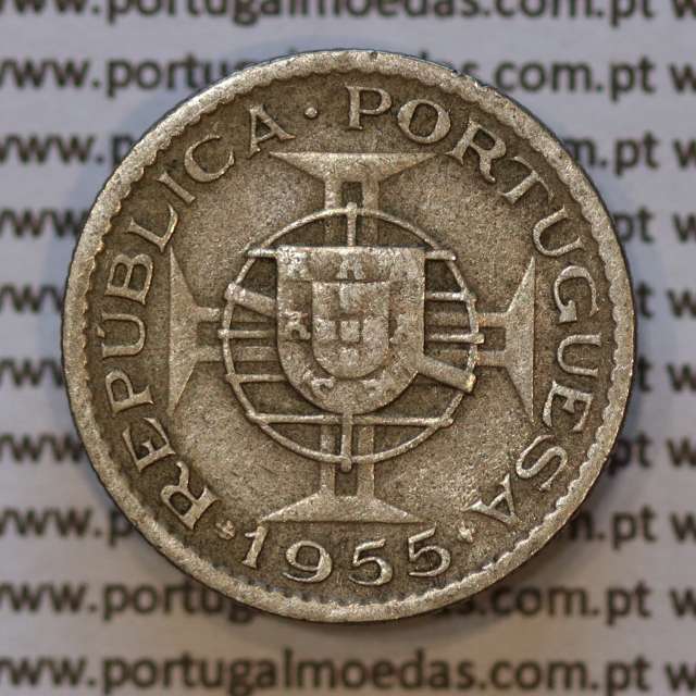 Moeda 2$50 Cupro-níquel 1955 Moçambique, "dois escudos e cinquenta centavos 1955 " (MBC) - World Coins Mozambique KM 78