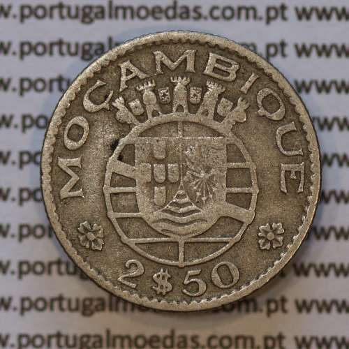 Moeda 2$50 Cupro-níquel 1955 Moçambique, "dois escudos e cinquenta centavos 1955 " (BC) - World Coins Mozambique KM 78