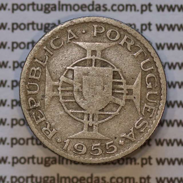 Moeda 2$50 Cupro-níquel 1955 Moçambique, "dois escudos e cinquenta centavos 1955 " (BC) - World Coins Mozambique KM 78