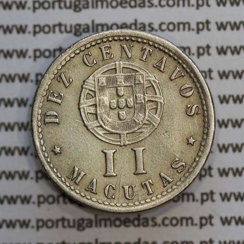 coin 2 Macutas 1927 alpaca from Angola, "10 centavos 1927 Angola" (MBC+), Former Angola Colony, World Coins Angola KM 67