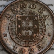 Angola 5 Centavos 1922 Bronze, "$05" cinco centavos 1922 Angola Ex-Colónia Portuguesa, (Bela), World Coins Angola KM 62