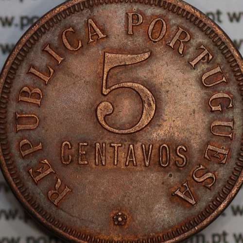 Angola 5 Centavos 1923 Bronze, ("$05" cinco centavos 1923 Angola), (BELA), Ex-Colónia Portuguesa - World Coins Angola KM 62