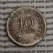 Angola 10 Centavos 1922 Cupro-Níquel, ("$10" Dez centavos 1922 Angola), (BC-), Ex-Colónia Angola, World Coins Angola KM 63
