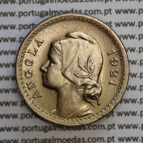 Angola 20 Centavos 1921 Cupro-Níquel, ("$20" vinte centavos 1921), (MBC+/Bela), Ex-Colónia Angola - World Coins Angola KM 64