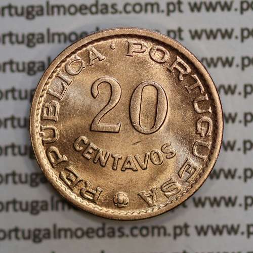 Angola 20 Centavos 1962 Bronze, ("$20" vinte centavos 1962 Angola), (Soberba), Ex-Colónia Angola, World Coins Angola KM 78