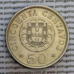 Angola 50 centavos 1927 em alpaca, ("$50" centavos 1927 Angola), (MBC+/Bela) - Ex- Colónia Angola - World Coins Angola KM 69