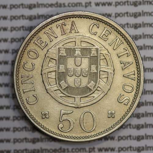 Angola 50 centavos 1927 em alpaca, ("$50" centavos 1927 Angola), (MBC+/Bela) - Ex- Colónia Angola - World Coins Angola KM 69