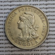Angola 50 centavos 1927 em alpaca, ("$50" centavos 1927 Angola), (MBC+/Bela) - Ex- Colónia Angola - World Coins Angola KM 69