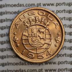 Angola 50 Centavos 1954 Bronze, ("$50" cinquenta centavos 1954 Angola), (Soberba), Ex-Colónia Angola, World Coins Angola KM 75