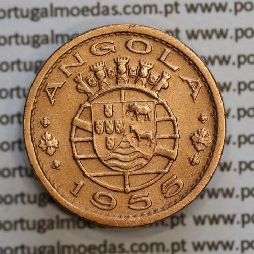 Angola 50 Centavos 1955 Bronze, ("$50" cinquenta centavos 1955 Angola), (MBC+/Bela), Ex-Colónia Angola, World Coins Angola KM 75