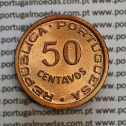 Angola 50 Centavos 1957 Bronze, ("$50" cinquenta centavos 1957 Angola), (Soberba), Ex-Colónia Angola, World Coins Angola KM 75
