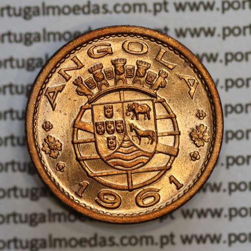 Angola 50 Centavos 1961 Bronze, ("$50" cinquenta centavos 1961 Angola), (Soberba), Ex-Colónia Angola, World Coins Angola KM 75
