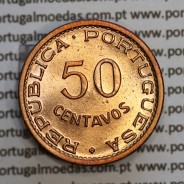 Angola 50 Centavos 1961 Bronze, ("$50" cinquenta centavos 1961 Angola), (Soberba), Ex-Colónia Angola, World Coins Angola KM 75