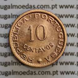 Moçambique,10 centavos 1961 Bronze, "$10" centavos bronze 1961, (Soberba) Ex-Colónia Portuguesa - World Coins Mozambique KM 83
