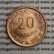 Moçambique, 20 centavos 1961 Bronze, "$20" centavos bronze 1961, (Soberba) Ex-Colónia Portuguesa - World Coins Mozambique KM 85