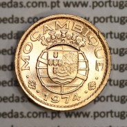 Moçambique, 20 centavos 1974 Bronze, "$20" centavos bronze 1974, (Soberba) Ex-Colónia Portuguesa - World Coins Mozambique KM 88