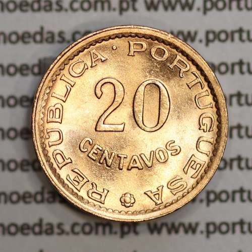 Moçambique, 20 centavos 1974 Bronze, "$20" centavos bronze 1974, (Soberba) Ex-Colónia Portuguesa - World Coins Mozambique KM 88