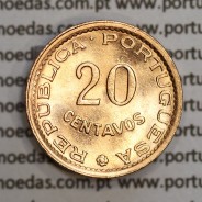 Moçambique, 20 centavos 1974 Bronze, "$20" centavos bronze 1974, (Soberba) Ex-Colónia Portuguesa - World Coins Mozambique KM 88