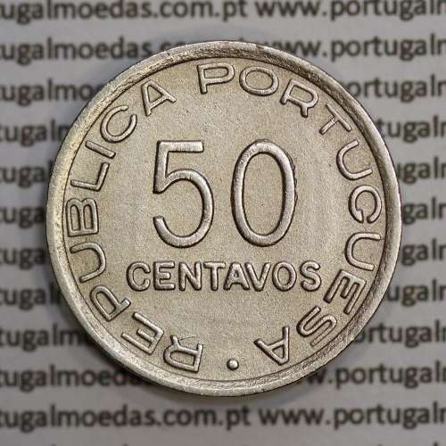 Moçambique, 50 centavos 1936 Cuproníquel, ("$50" cinquenta centavos 1936), (MBC+/Bela) Ex-Colónia, World Coins Mozambique KM 65