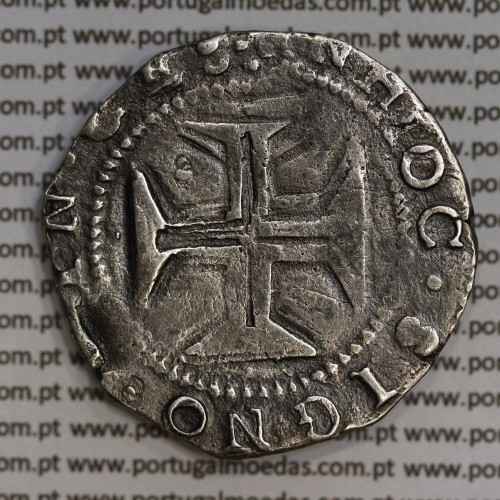 Meio Cruzado prata D. João IV 1640-1656, Cruz cercada, Legenda ✣IOANNES IIII DG REX PORTVGALIE / ✣IN HOC.SIGNO.VIN.CES