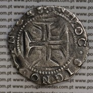 Meio Cruzado prata D. João IV 1640-1656, Cruz cercada, Legenda ✣IOANNES IIII DG REX PORTVGALIE / ✣IN HOC.SIGNO.VIN.CES
