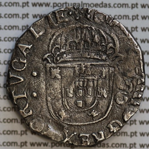 Meio Cruzado prata D. João IV 1640-1656, Cruz cercada, Legenda ✣IOANNES IIII DG REX PORTVGALIE / ✣IN HOC.SIGNO.VIN.CES