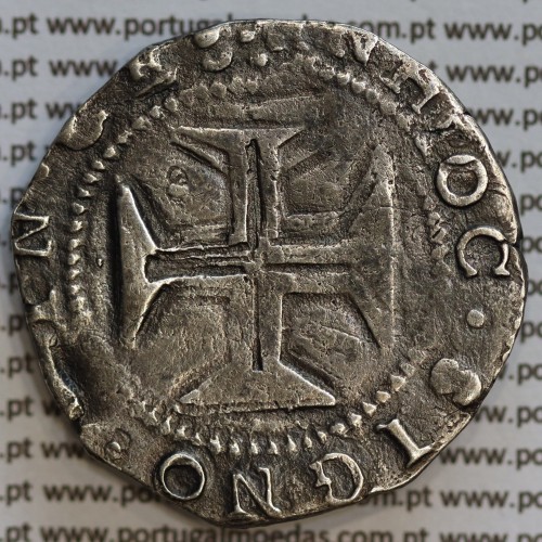 Meio Cruzado prata D. João IV 1640-1656, Cruz cercada, Legenda ✣IOANNES IIII DG REX PORTVGALIE / ✣IN HOC.SIGNO.VIN.CES