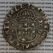 Meio Cruzado prata D. João IV 1640-1656, coroa de arcos perolados, Legenda ✣IOANNES IIII DG REX PORTVGALI / ✣IN HOC.SIGNO.VINCES
