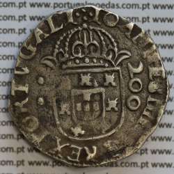 Meio Cruzado prata D. João IV 1640-1656, coroa de arcos perolados, Legenda ✣IOANNES IIII DG REX PORTVGALI / ✣IN HOC.SIGNO.VINCES