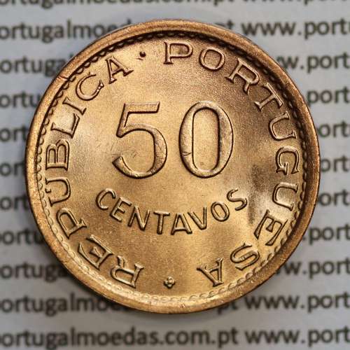 Mozambique, bronze coin of 50 centavos 1974 of Former Portuguese Colony of Mozambique, (UNC), World Coins Mozambique KM 89