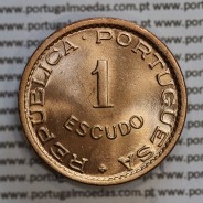 Mozambique, bronze coin of 1 Escudo 1965 of Former Portuguese Colony of Mozambique, (UNC), World Coins Mozambique KM 82