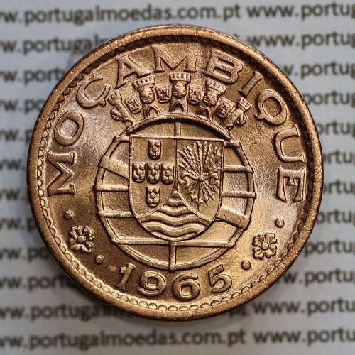 Moçambique, 1 escudo 1965 bronze, Ex-Colónia Portuguesa de Moçambique, (Bela), World Coins Mozambique KM 82