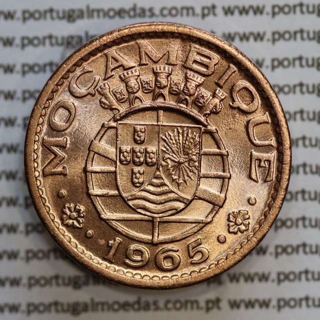 Moçambique, 1 escudo 1965 bronze, Ex-Colónia Portuguesa de Moçambique, (Bela), World Coins Mozambique KM 82