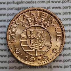 Mozambique, bronze coin of 1 Escudo 1968 of Former Portuguese Colony of Mozambique, (UNC), World Coins Mozambique KM 82