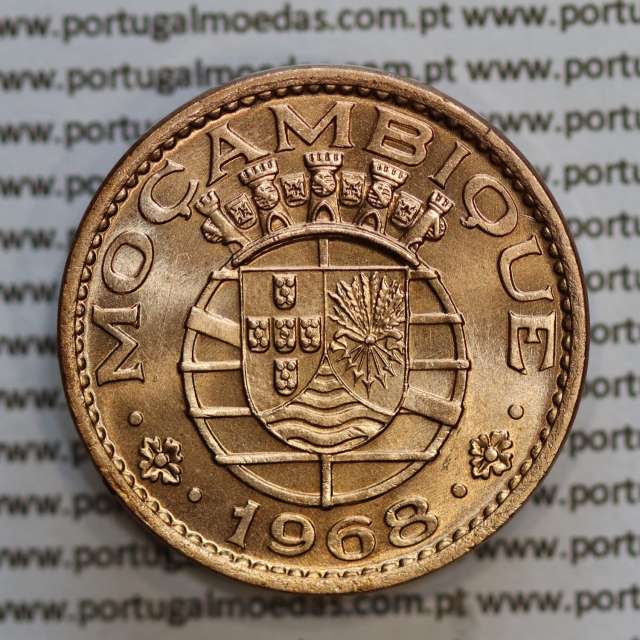 Mozambique, bronze coin of 1 Escudo 1968 of Former Portuguese Colony of Mozambique, (UNC), World Coins Mozambique KM 82