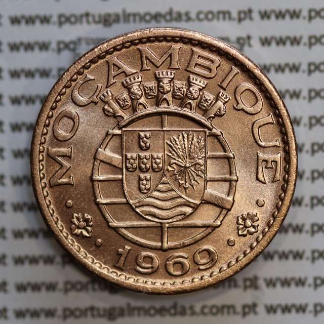 Moçambique, 1 escudo 1969 bronze, Ex-Colónia Portuguesa de Moçambique, (Soberba), World Coins Mozambique KM 82