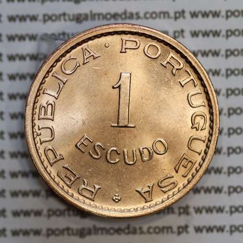 Mozambique, bronze coin of 1 Escudo 1973 of Former Portuguese Colony of Mozambique, (UNC), World Coins Mozambique KM 82