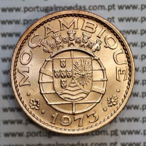 Mozambique, bronze coin of 1 Escudo 1973 of Former Portuguese Colony of Mozambique, (UNC), World Coins Mozambique KM 82