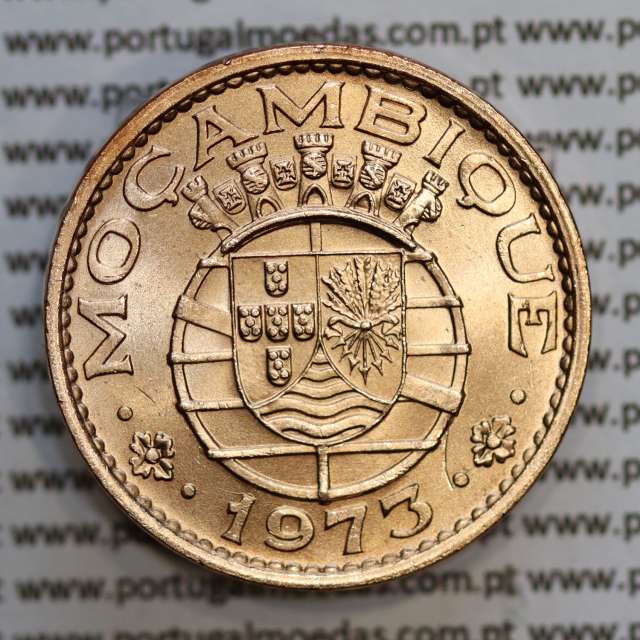 Mozambique, bronze coin of 1 Escudo 1973 of Former Portuguese Colony of Mozambique, (UNC), World Coins Mozambique KM 82