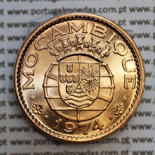 Mozambique, bronze coin of 1 Escudo 1974 of Former Portuguese Colony of Mozambique, (UNC), World Coins Mozambique KM 82