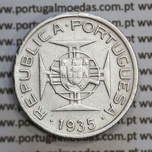 Mozambique, silver coin of 2.50 Escudos 1935, 2-1/2 Escudos 1935 Former Portuguese Colony, (VF), World Coins Mozambique KM 61