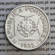 Mozambique, silver coin of 2.50 Escudos 1935, 2-1/2 Escudos 1935 Former Portuguese Colony, (VF), World Coins Mozambique KM 61